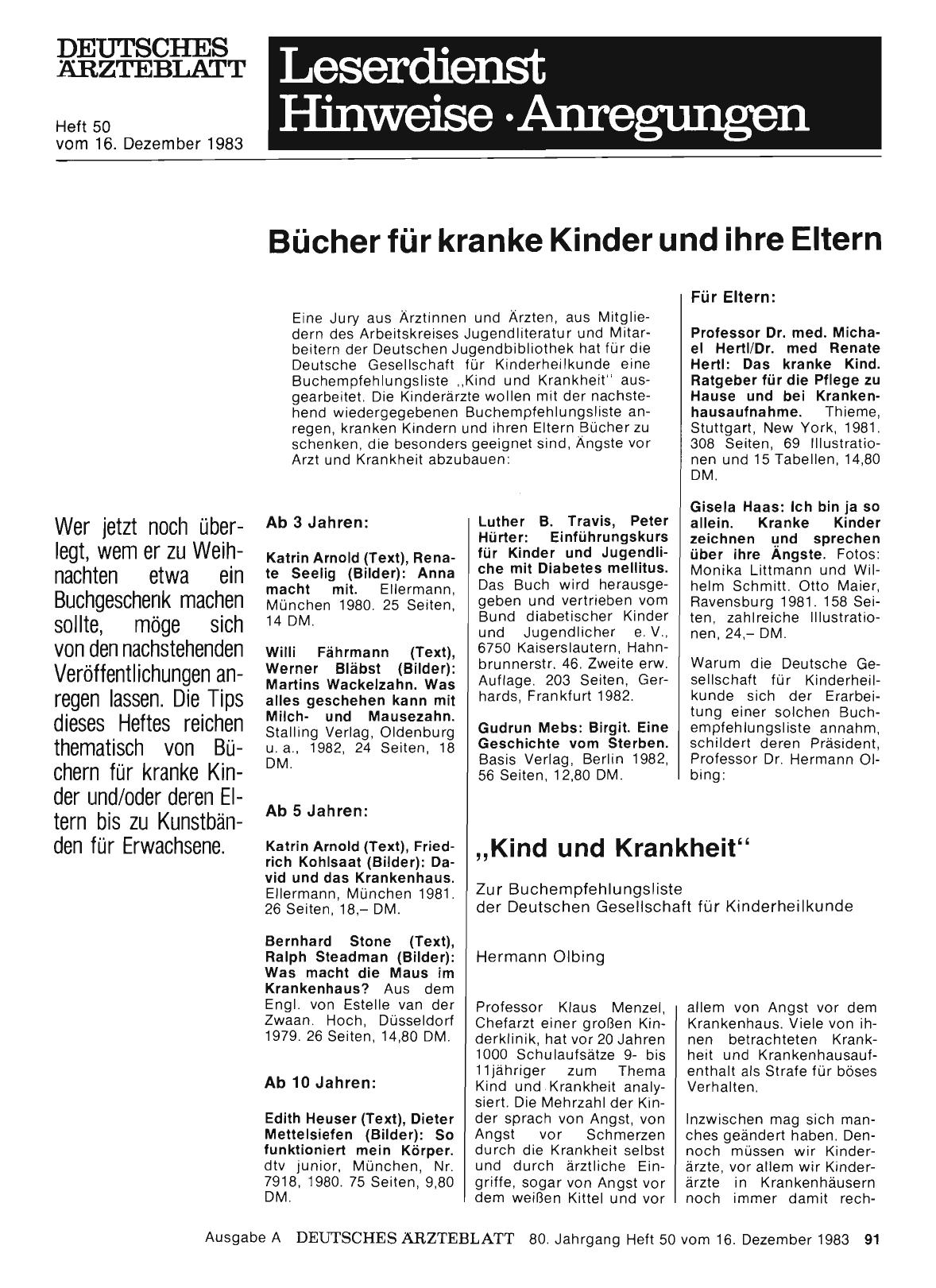 Vorschauseite 1: Bücher für kranke Kinder und ihre Eltern