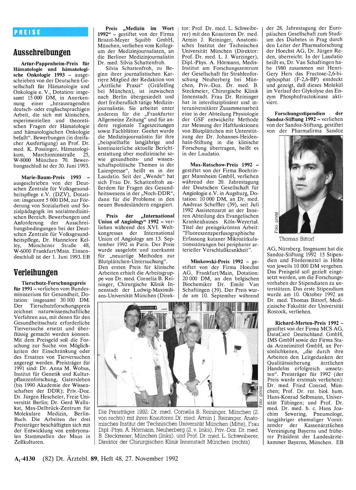 Vorschauseite 1: PREISE: Ausschreibungen