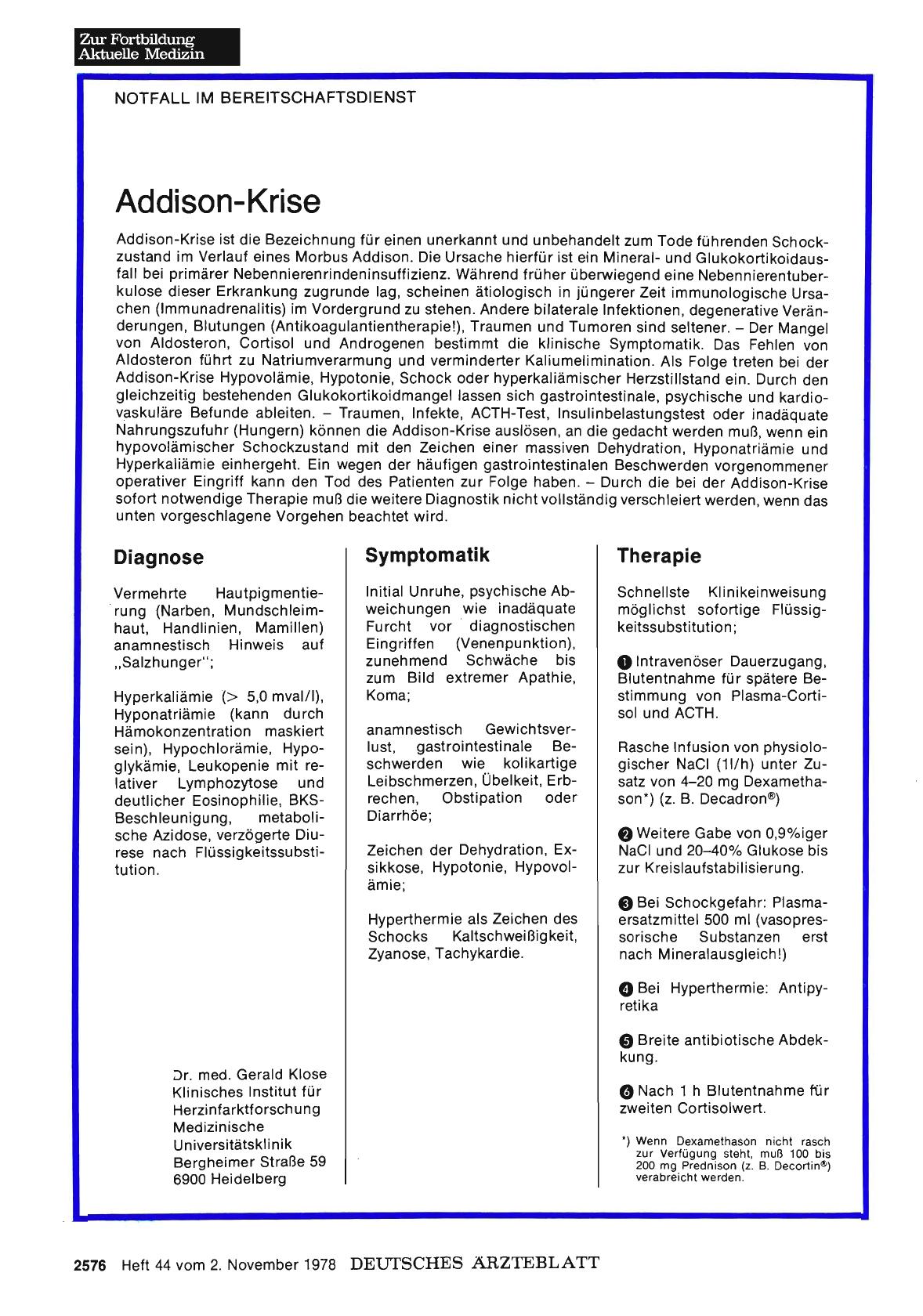 Vorschauseite 1: Addison-Krise