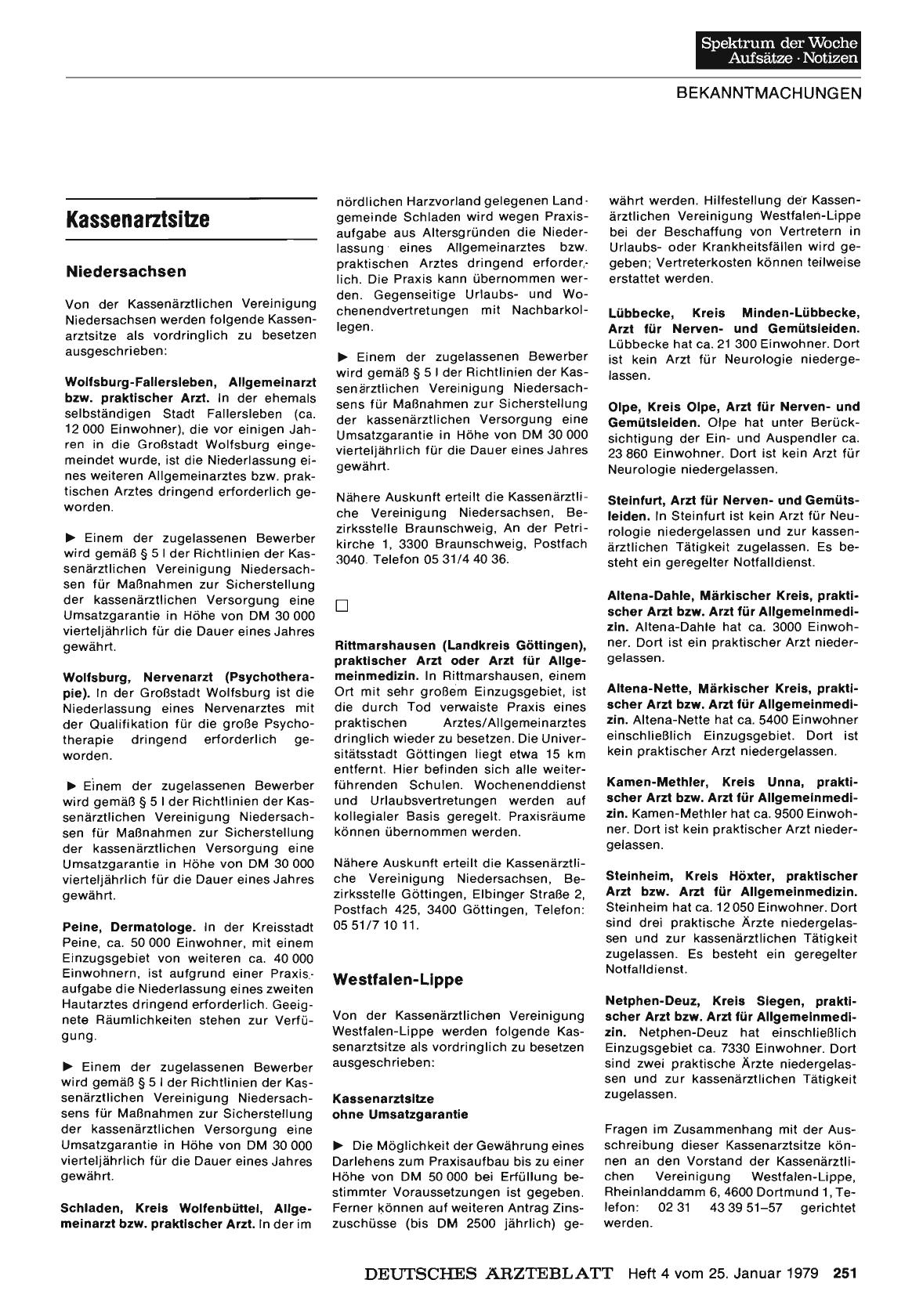 Vorschauseite 1: Kassenarztsitze