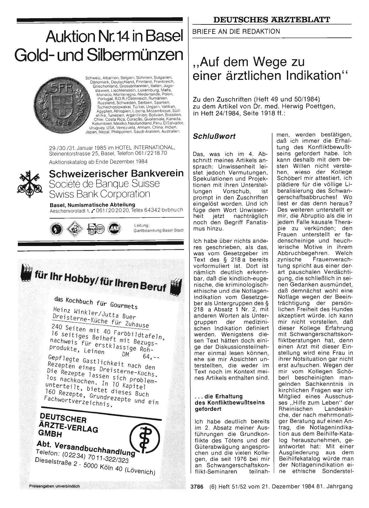 Vorschauseite 1: „Auf dem Wege zu einer ärztlichen Indikation“: Schlußwort