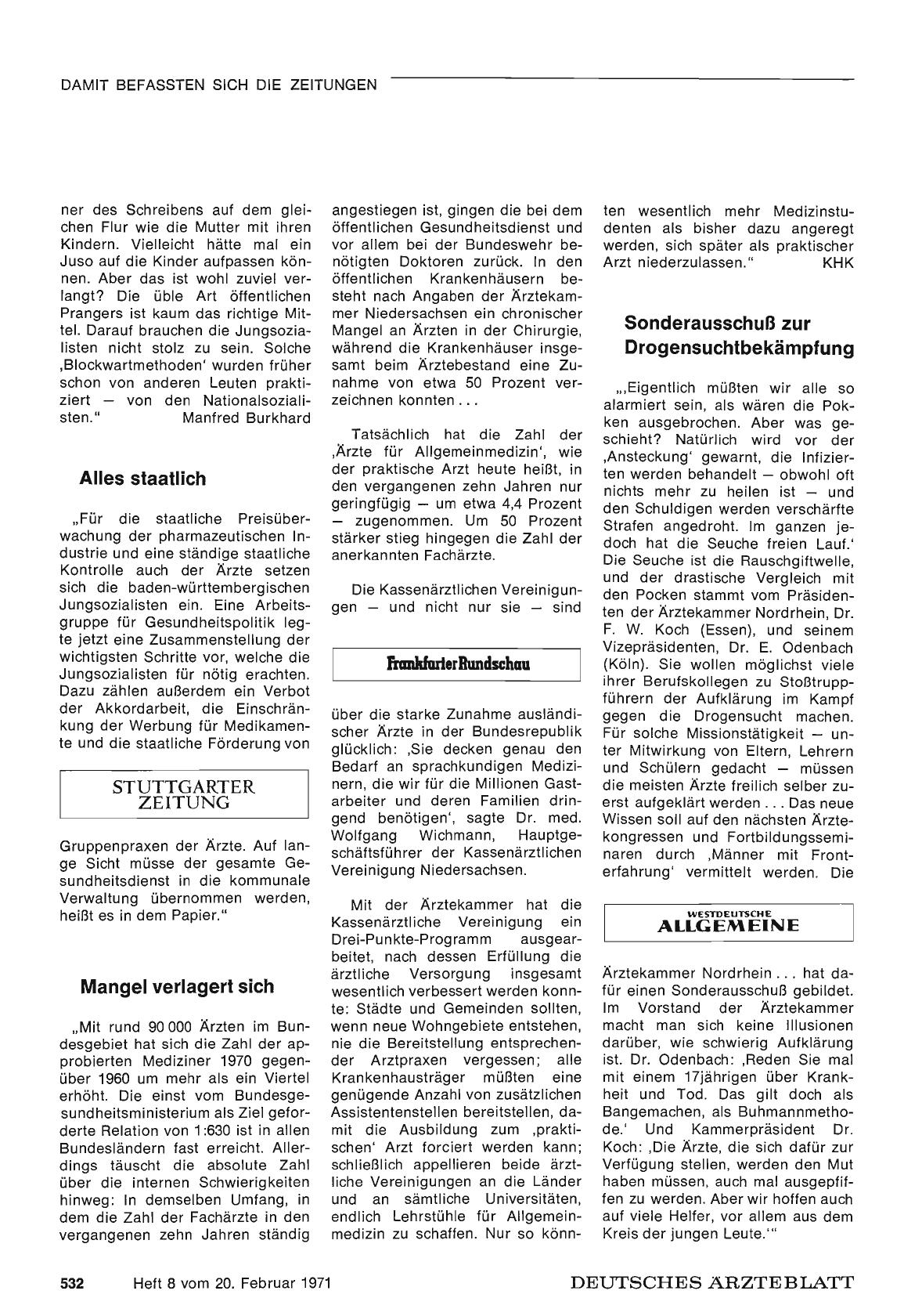 Vorschauseite 1: Sonderausschuß zur Drogensuchtbekämpfung