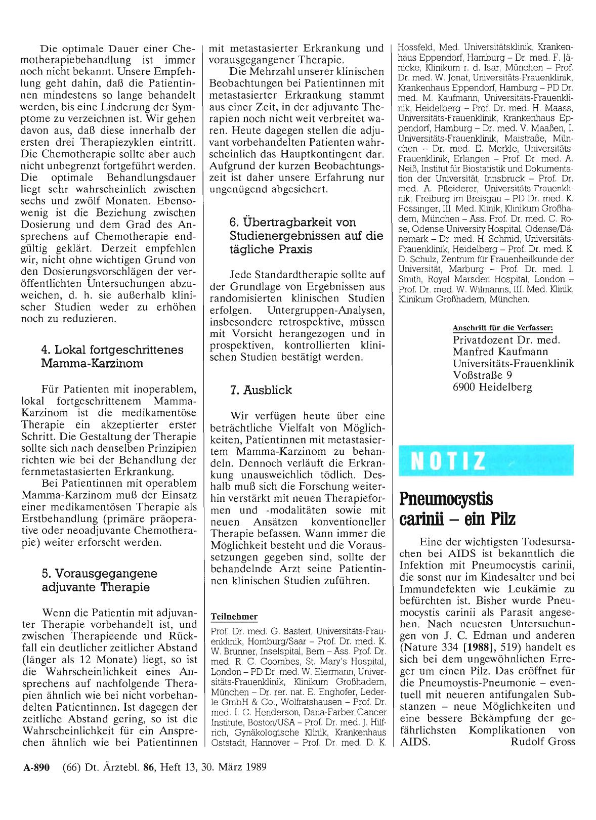 Vorschauseite 1: Pneumocystis carinii — ein Pilz