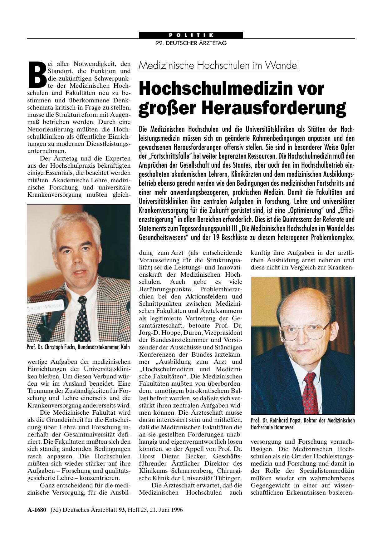 Vorschauseite 1: Medizinische Hochschulen im Wandel: Hochschulmedizin vor großer Herausforderung