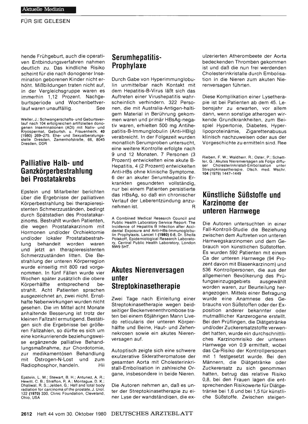 Vorschauseite 1: Serumhepatitis-Prophylaxe