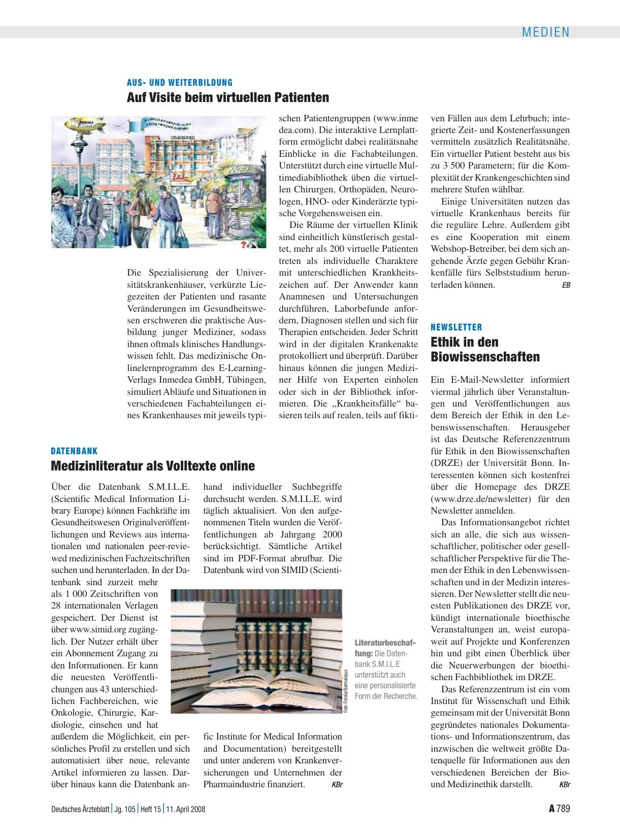 Vorschauseite 1: Newsletter: Ethik in den Biowissenschaften