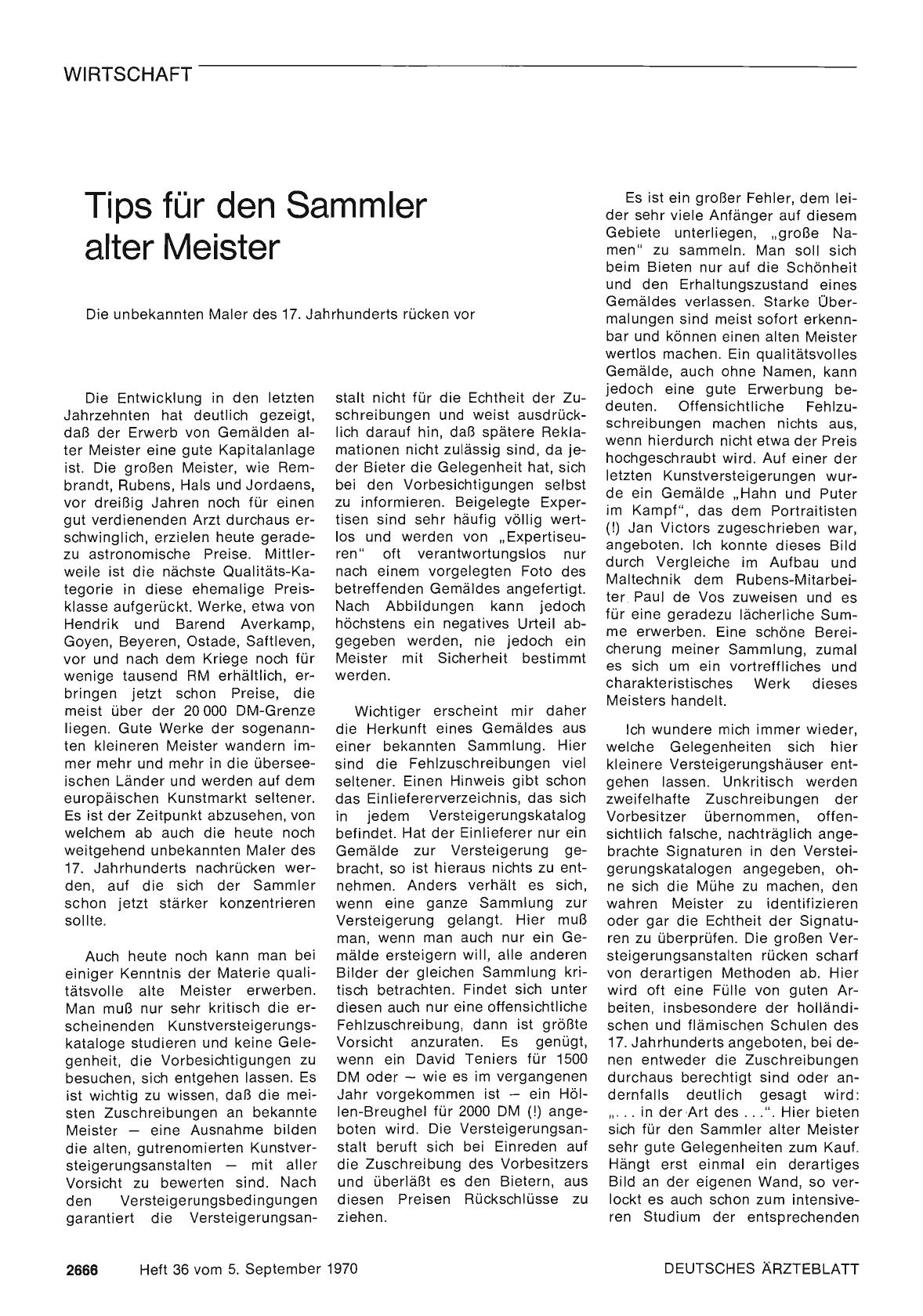 Vorschauseite 1: Tips für den Sammler alter Meister
