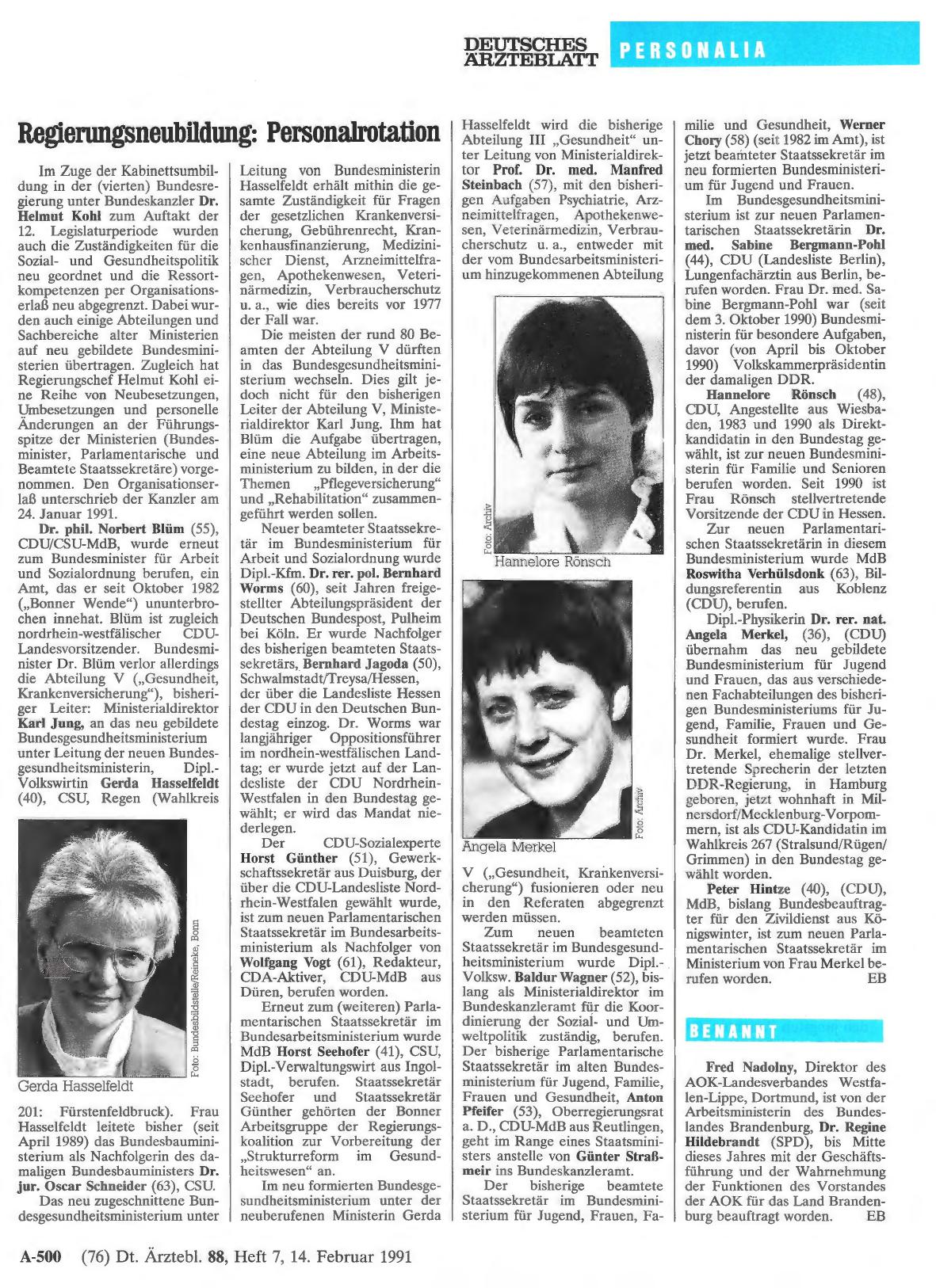 Vorschauseite 1: Regierungsneubildung: Personalrotation