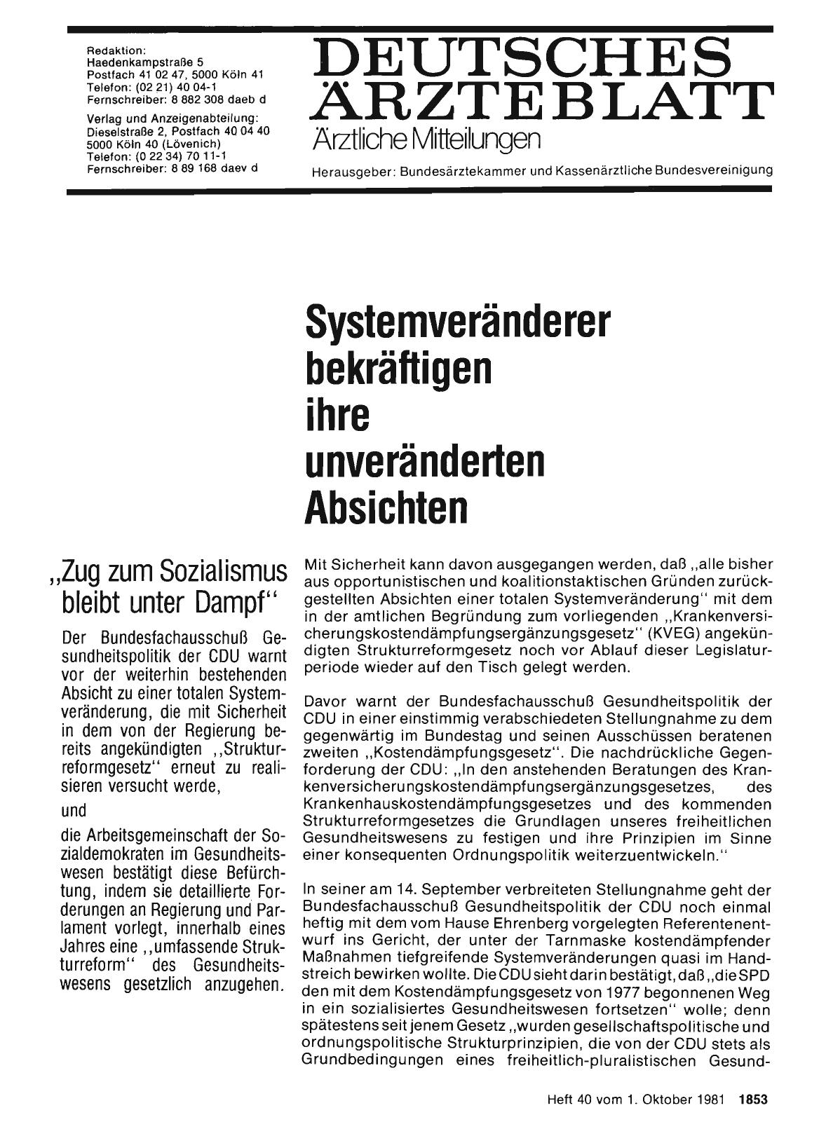 Vorschauseite 1: Systemveränderer bekräftigen ihre unveränderten Absichten (Teil 1)