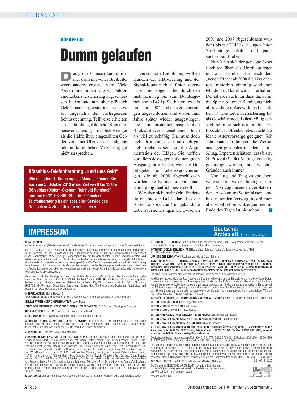 Vorschauseite 1: Börsebius: Dumm gelaufen