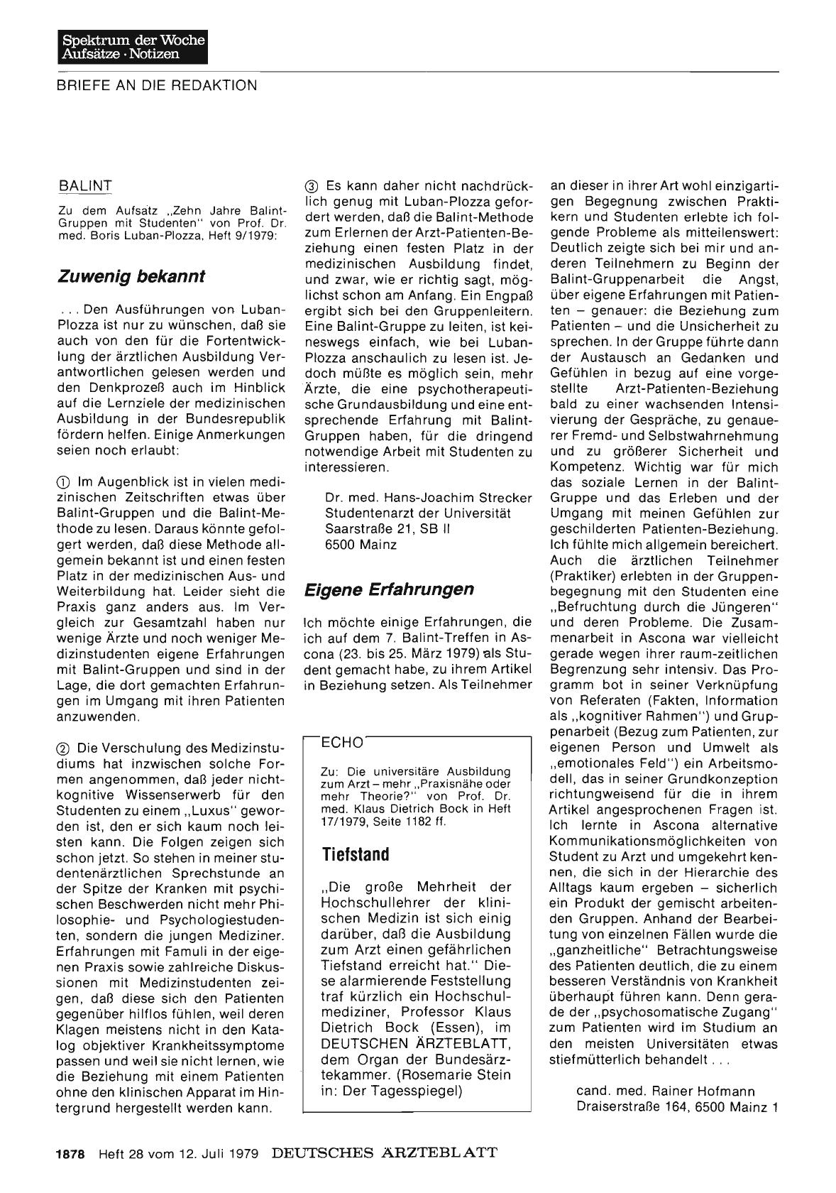 Vorschauseite 1: BALINT: Eigene Erfahrungen
