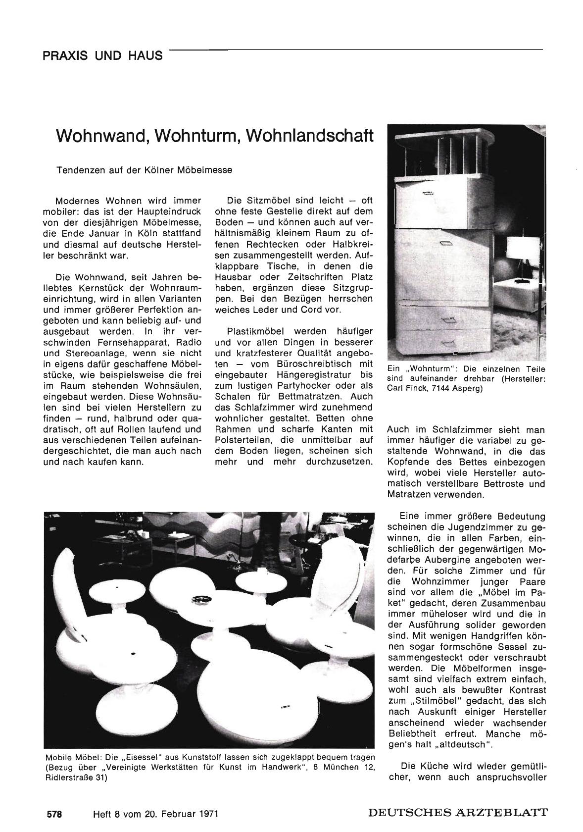 Vorschauseite 1: Wohnwand, Wohnturm, Wohnlandschaft: Tendenzen auf der Kölner Möbelmesse