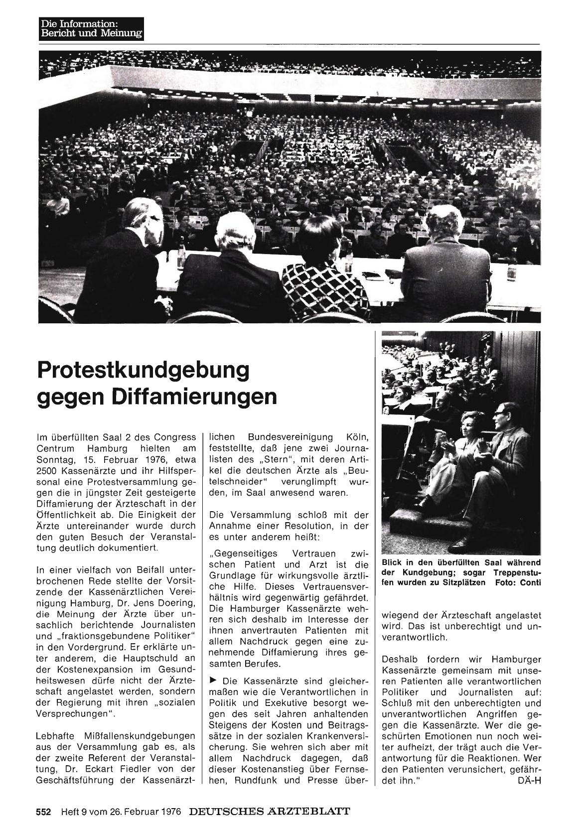 Vorschauseite 1: Protestkundgebung gegen Diffamierungen