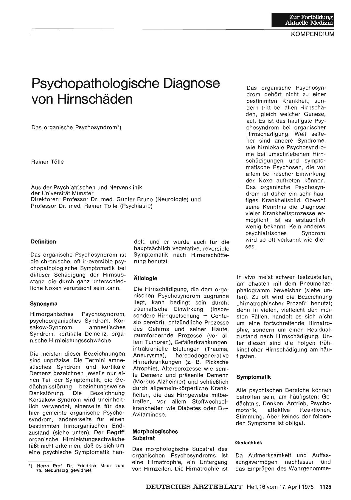 Vorschauseite 1: Psychopathologische Diagnose von Hirnschäden