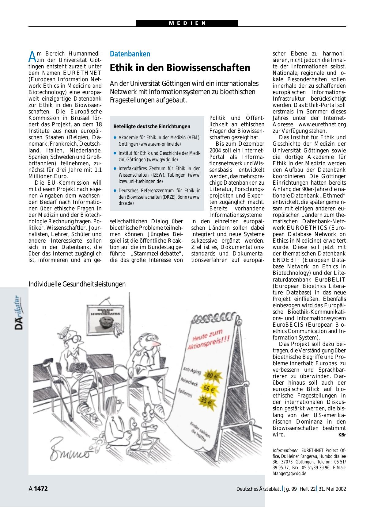 Vorschauseite 1: Datenbanken: Ethik in den Biowissenschaften