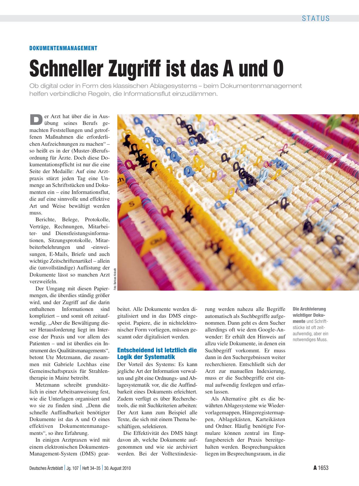 Vorschauseite 1: Dokumentenmanagement: Schneller Zugriff ist das A und O