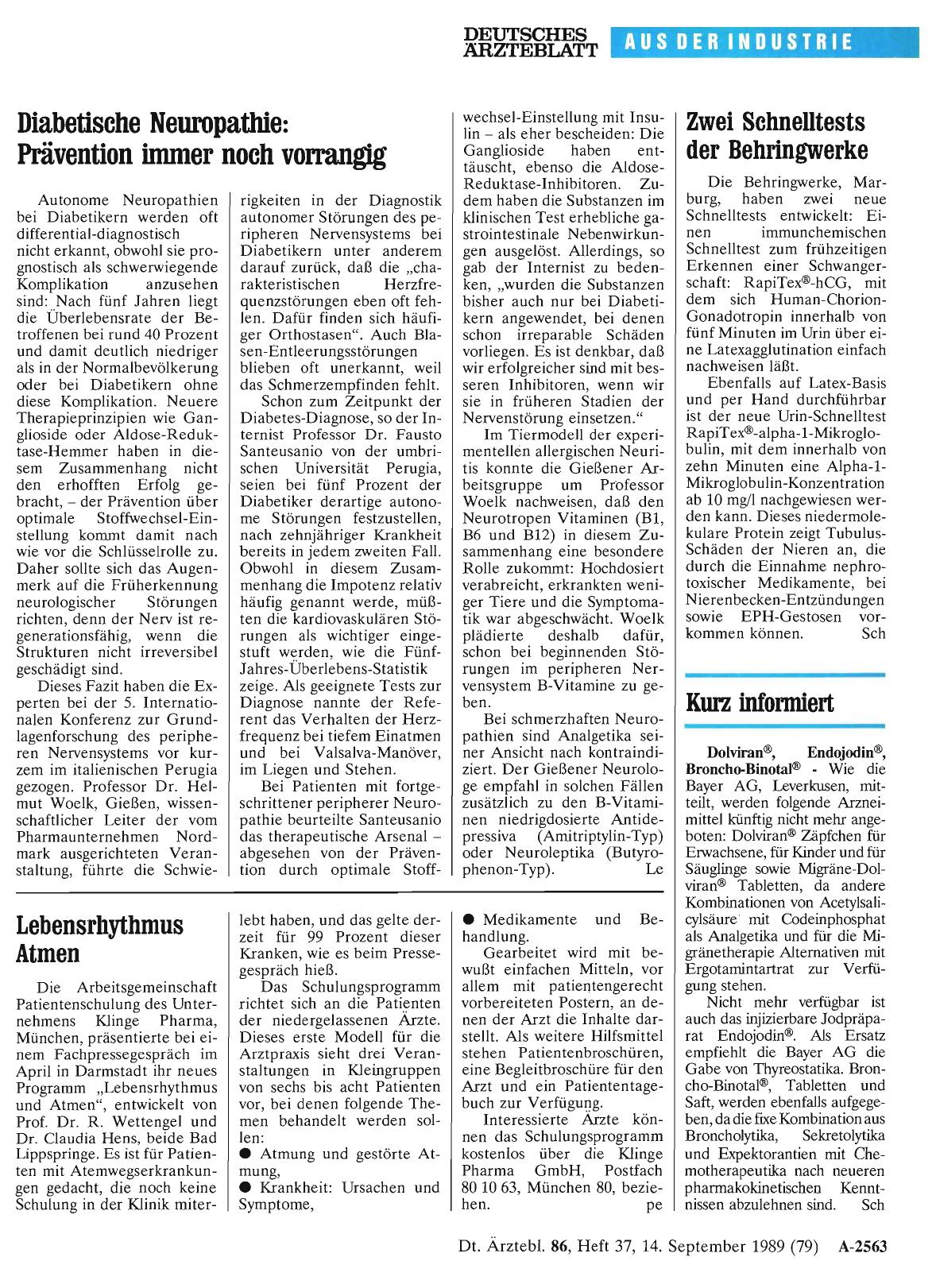 Vorschauseite 1: Zwei Schnelltests der Behringwerke