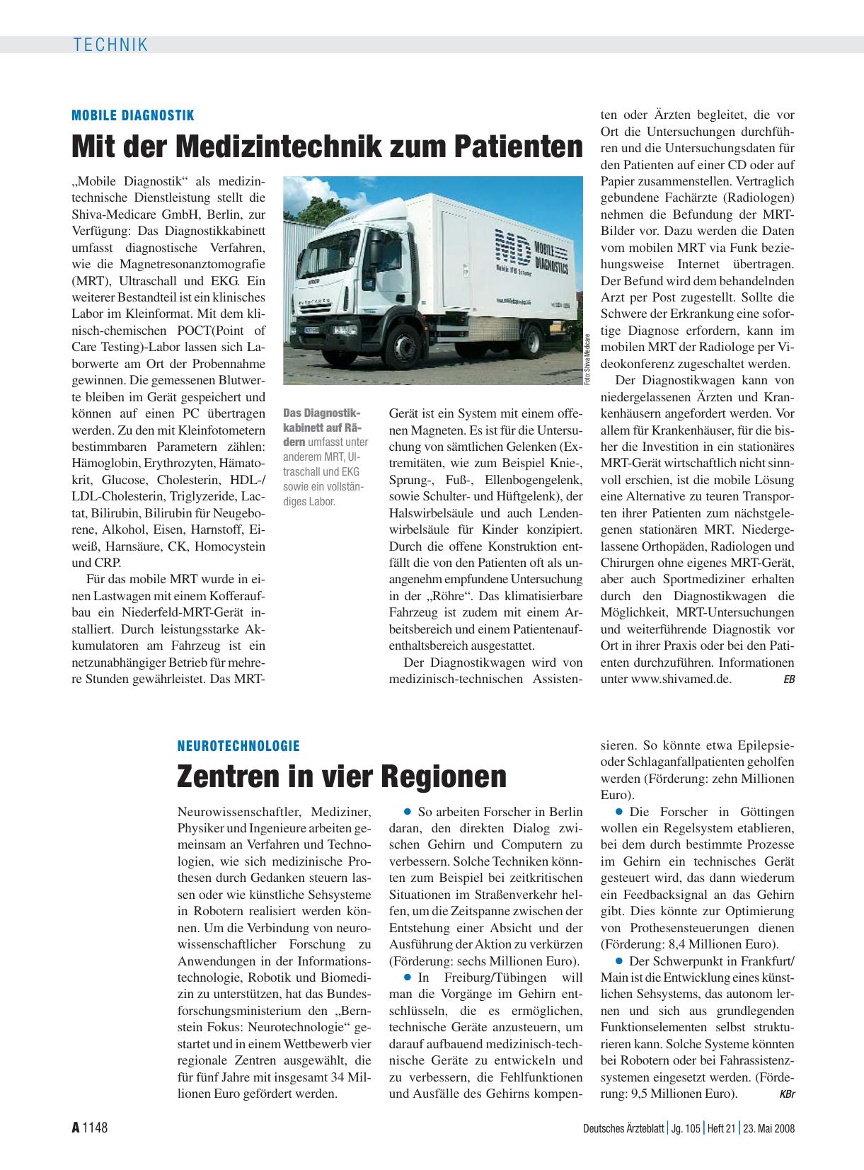 Vorschauseite 1: Mobile Diagnostik: Mit der Medizintechnik zum Patienten