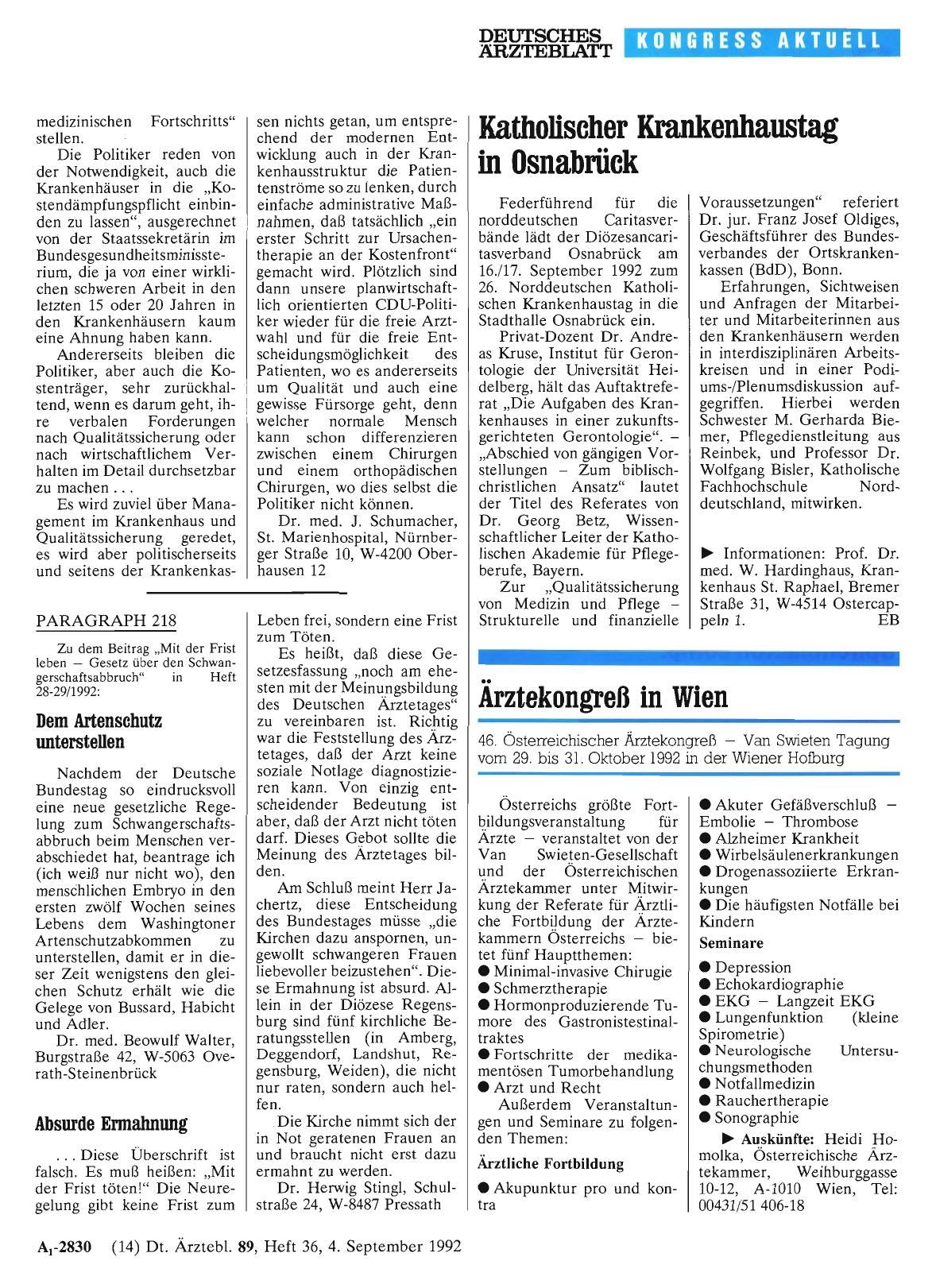 Vorschauseite 1: PARAGRAPH 218: Absurde Ermahnung