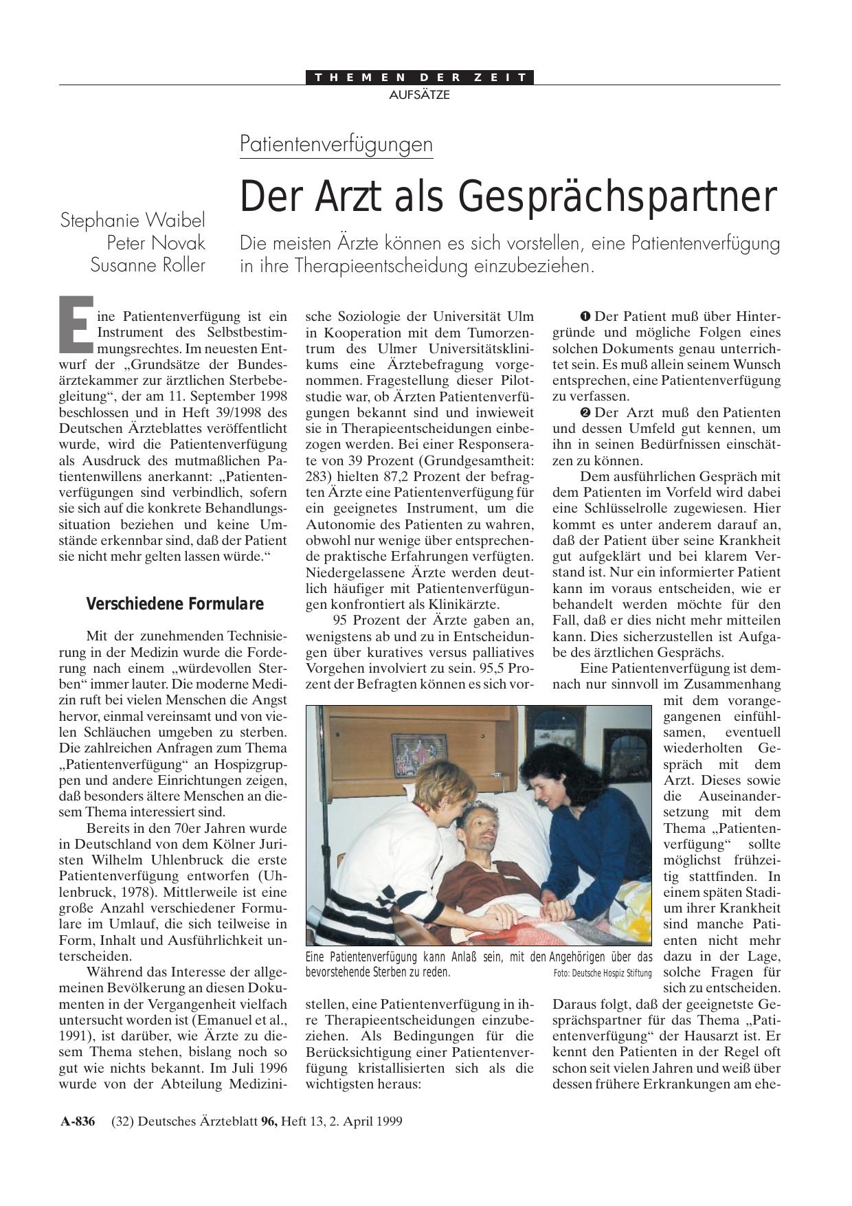 Vorschauseite 1: Patientenverfügungen: Der Arzt als Gesprächspartner