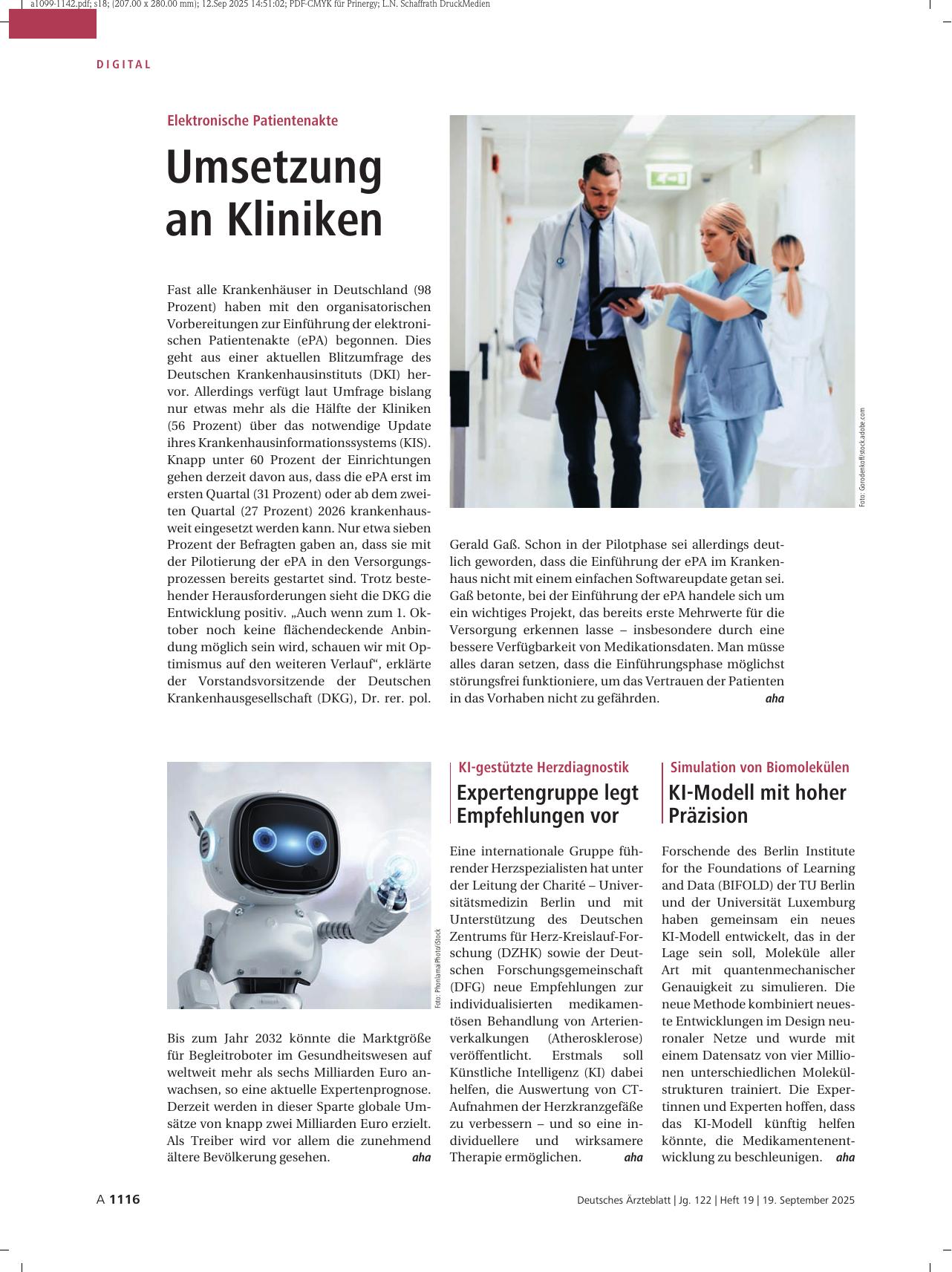 Vorschauseite 1: Elektronische Patientenakte: Umsetzung an Kliniken