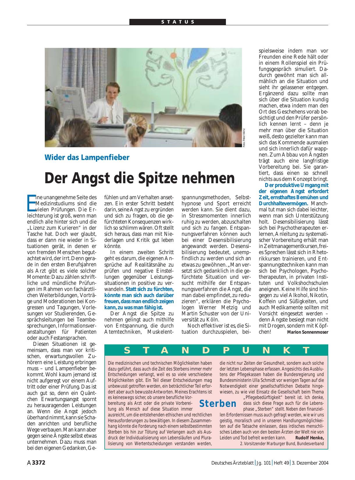 Vorschauseite 1: Standpunkt: Sterben