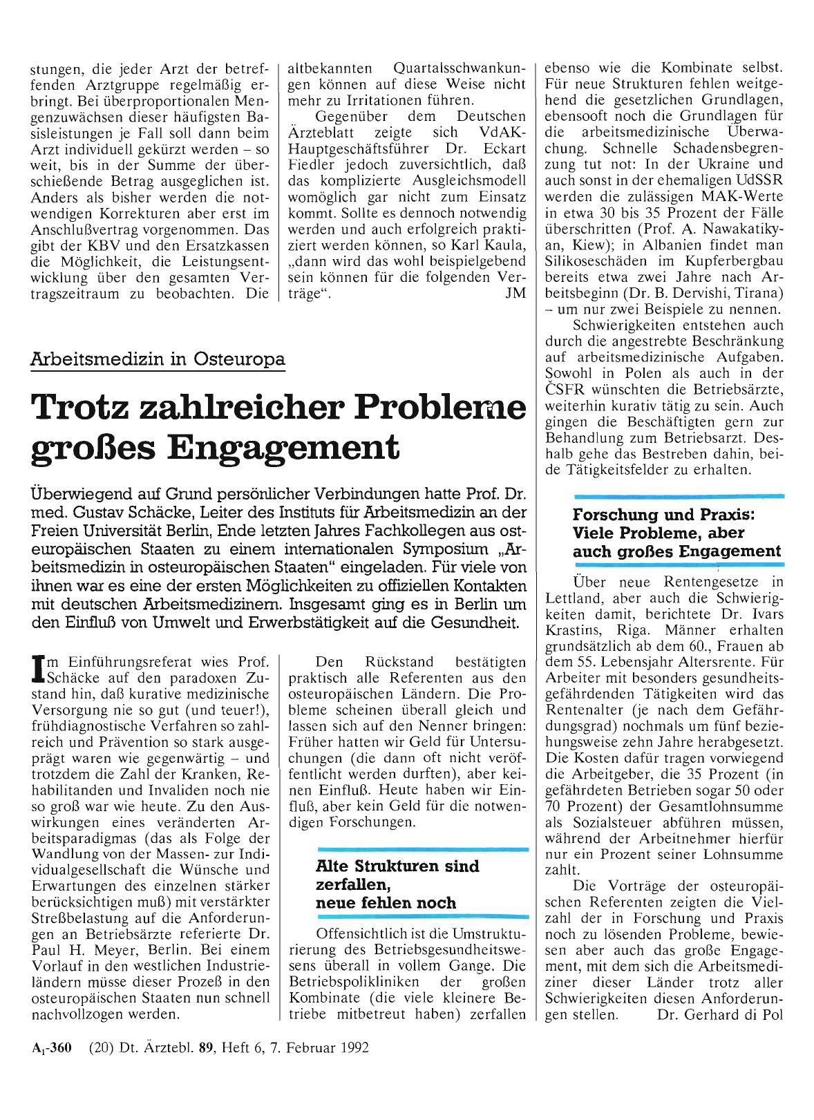 Vorschauseite 1: Arbeitsmedizin in Osteuropa: Trotz zahlreicher Probleme großes Engagement