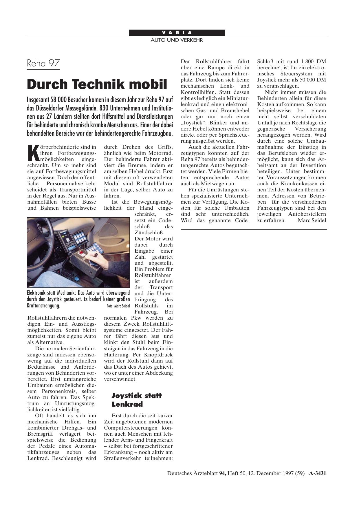 Vorschauseite 1: Reha 97: Durch Technik mobil