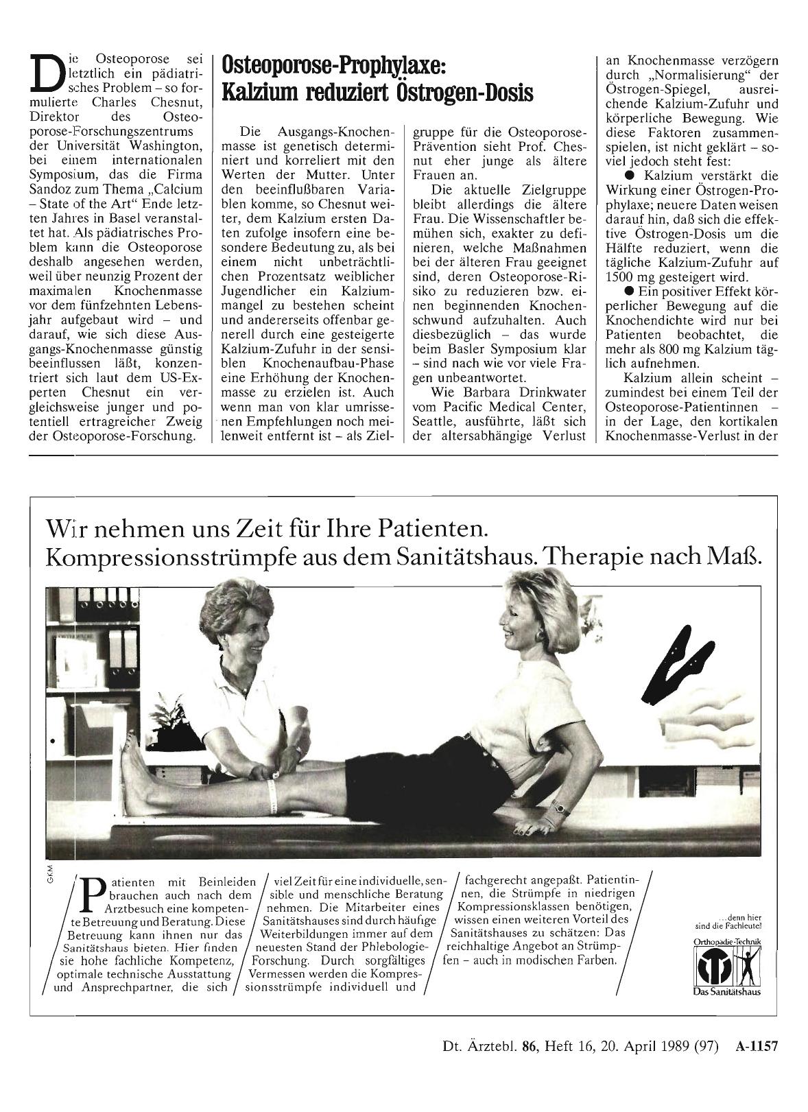 Vorschauseite 1: Osteoporose-Prophylaxe: Kalzium reduziert Östrogen-Dosis