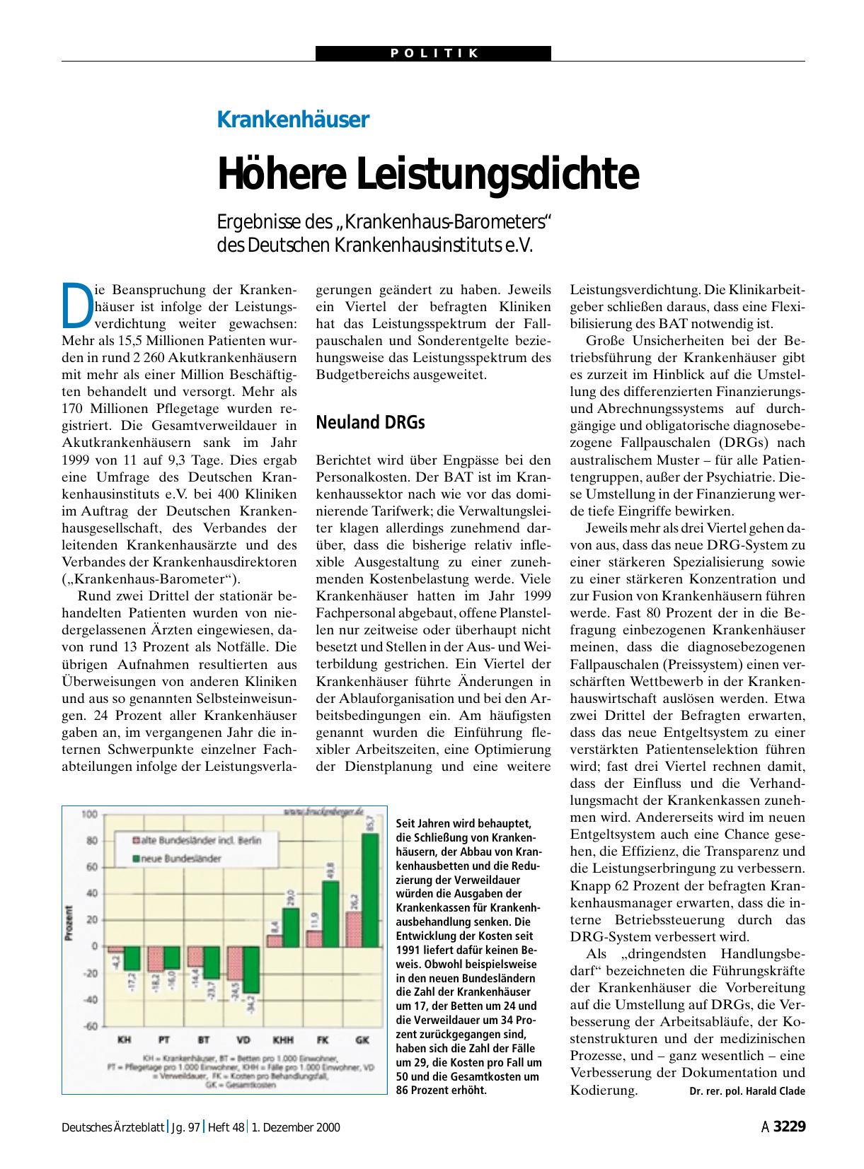 Vorschauseite 1: Krankenhäuser: Höhere Leistungsdichte