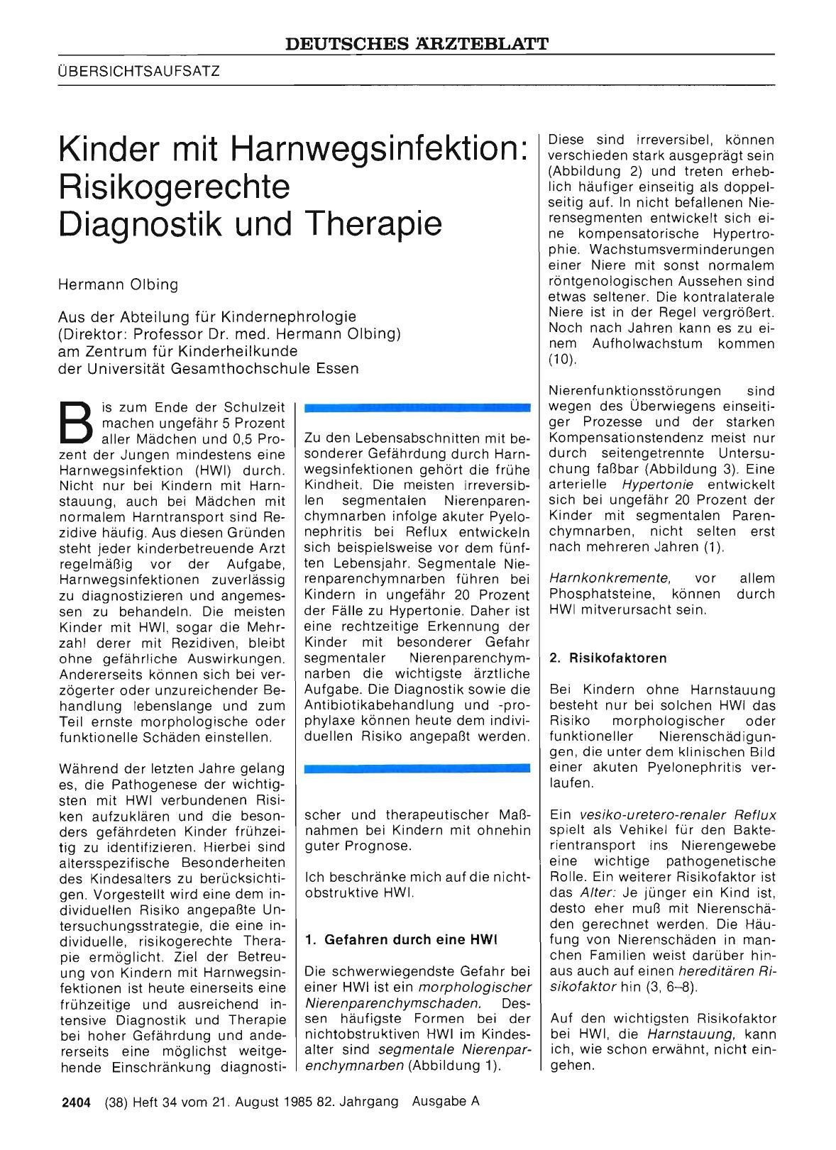Vorschauseite 1: Kinder mit Harnwegsinfektion: Risikogerechte Diagnostik und Therapie