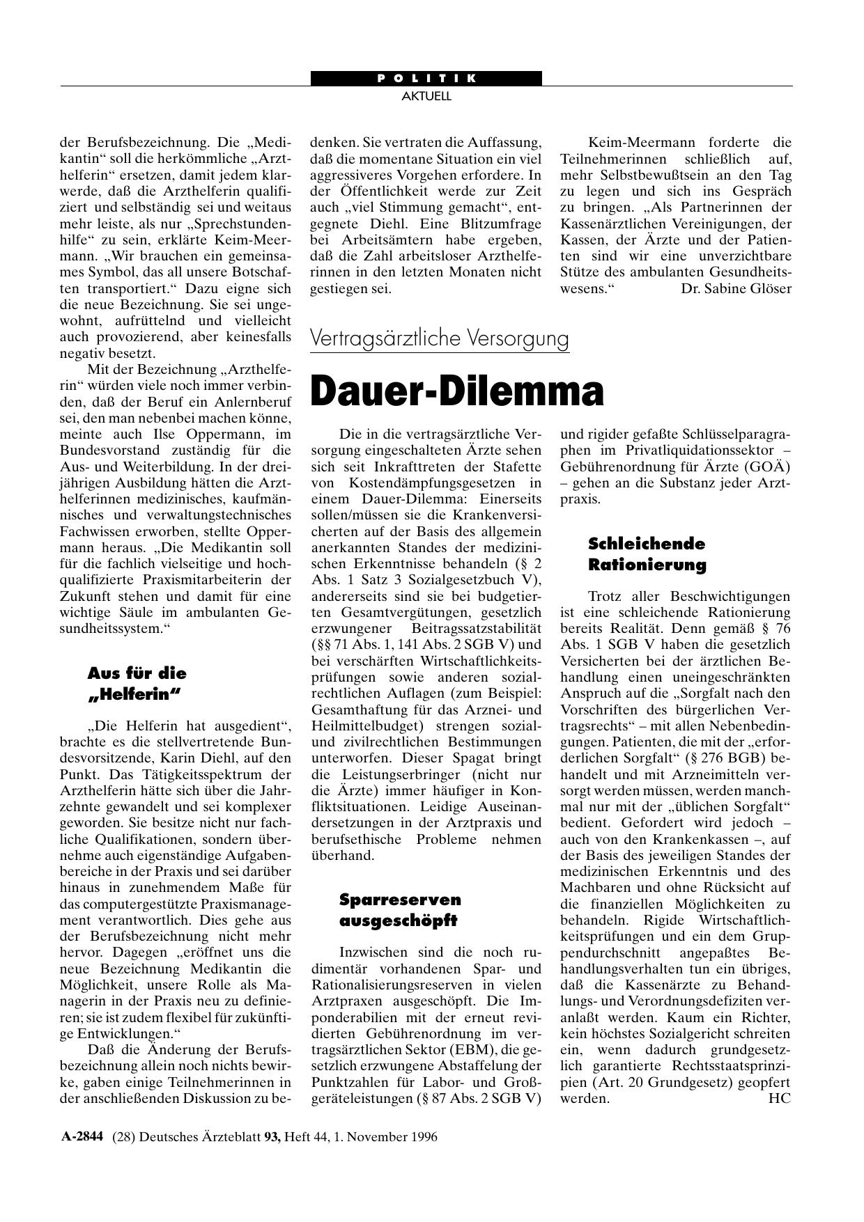Vorschauseite 1: Vertragsärztliche Versorgung: Dauer-Dilemma