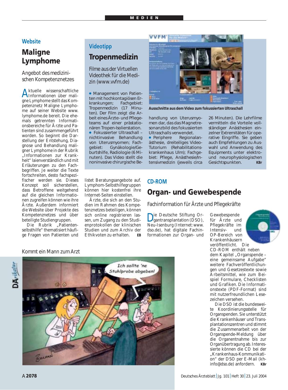 Vorschauseite 1: Videotipp: Tropenmedizin
