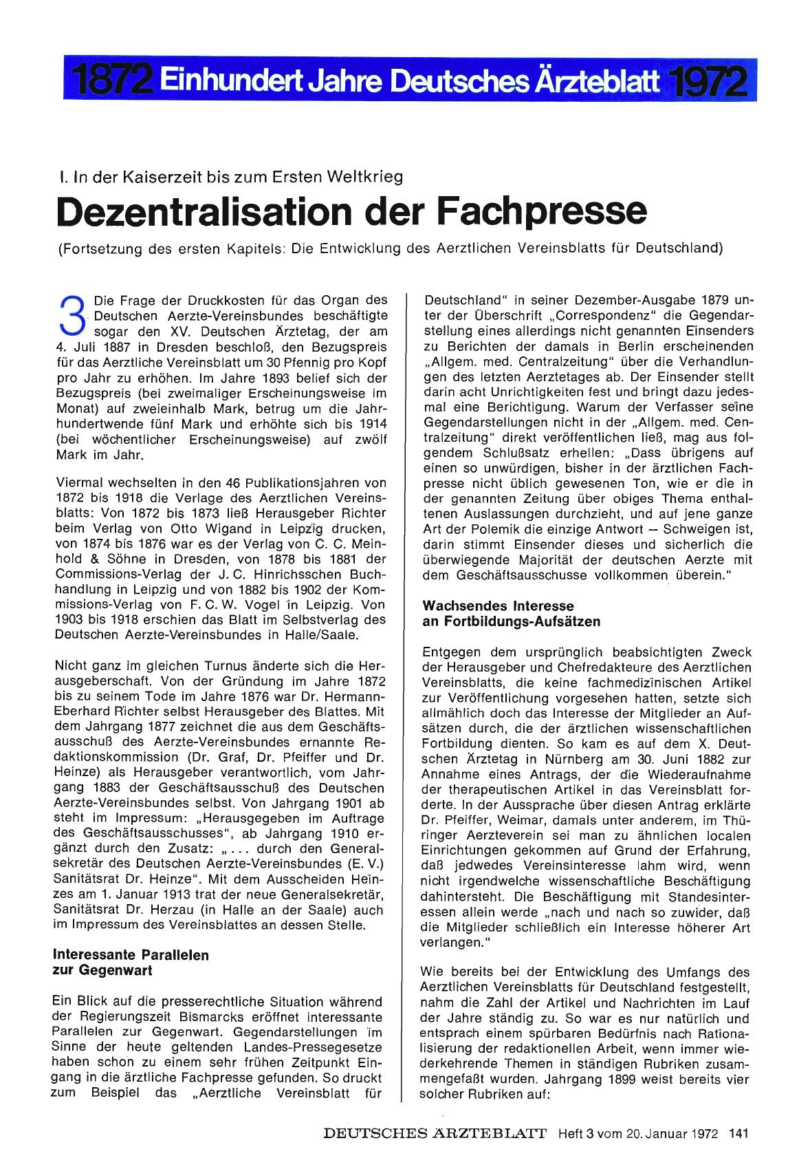 Vorschauseite 1: I. In der Kaiserzeit bis zum Ersten Weltkrieg: Dezentralisation der Fachpresse