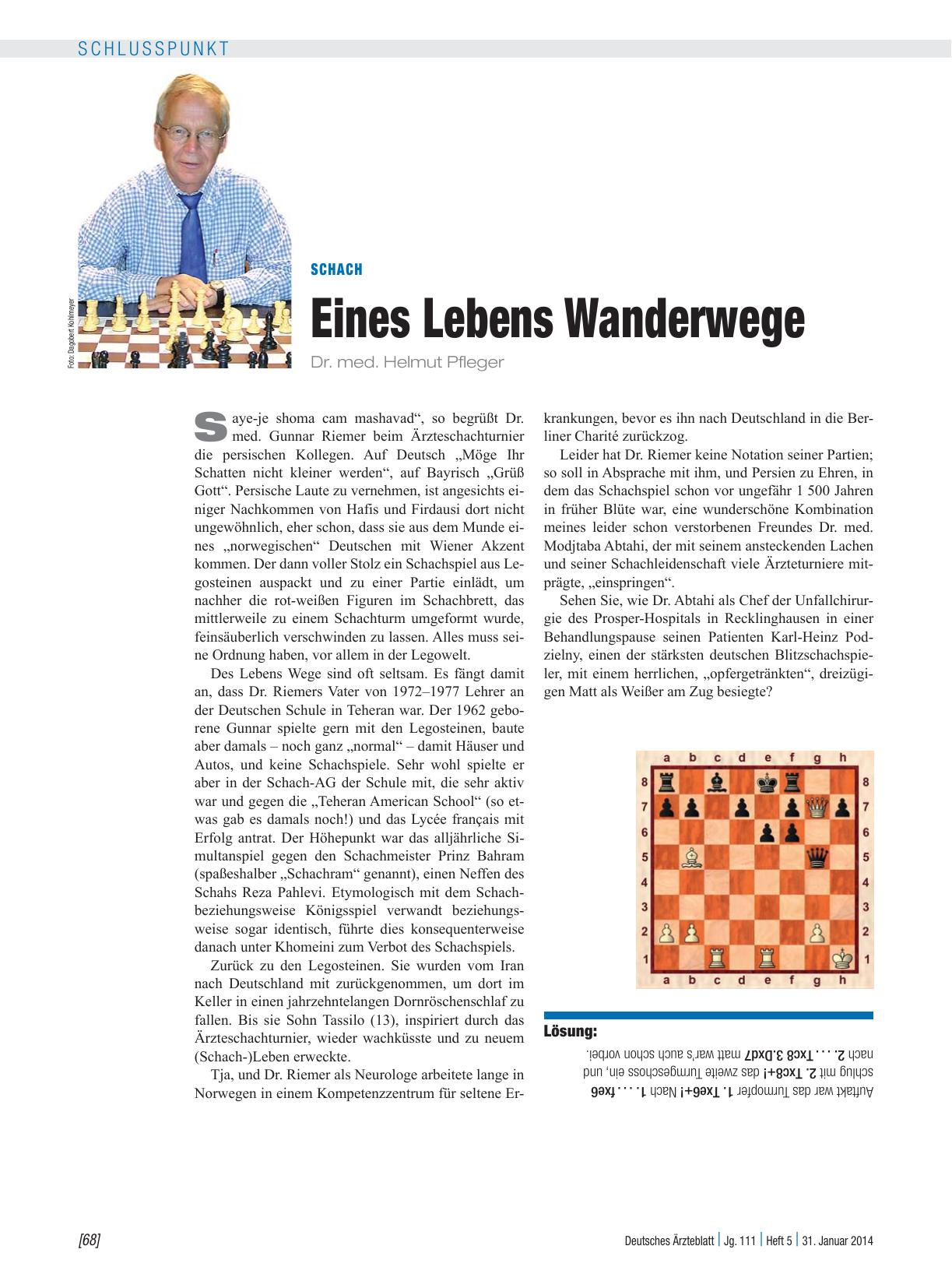 Vorschauseite 1: Schach: Eines Lebens Wanderwege