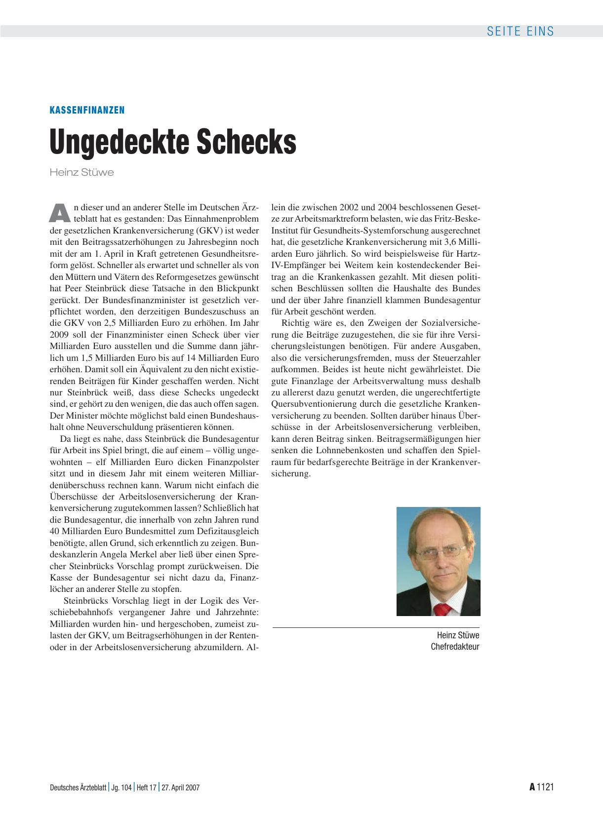 Vorschauseite 1: Kassenfinanzen: Ungedeckte Schecks