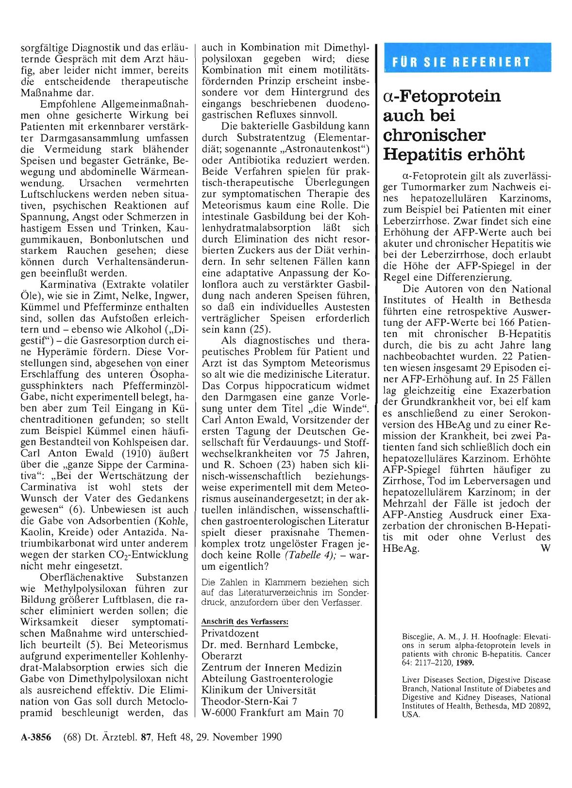 Vorschauseite 1: α-Fetoprotein auch bei chronischer Hepatitis erhöht