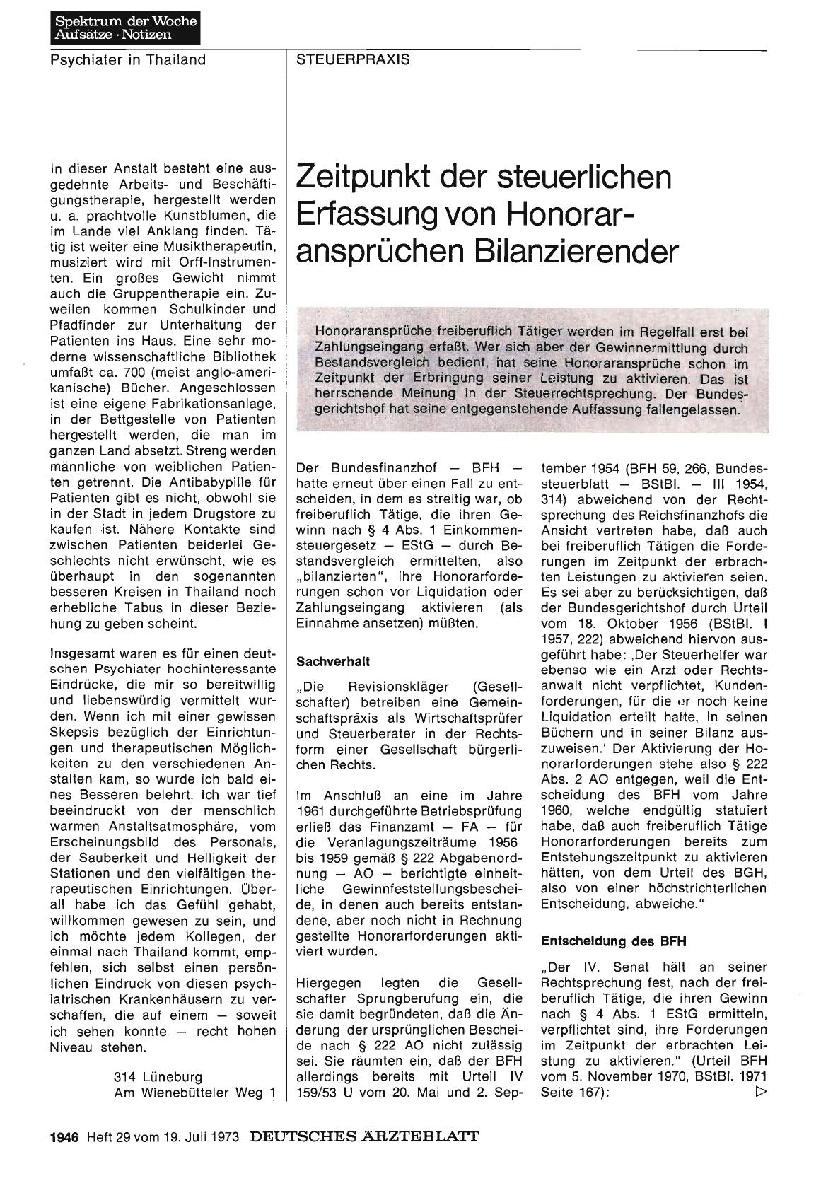 Vorschauseite 1: Zeitpunkt der steuerlichen Erfassung von Honoraransprüchen Bilanzierender