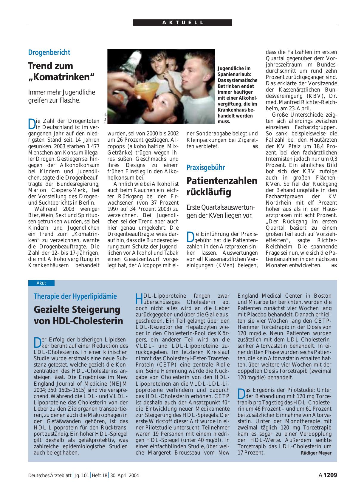 Vorschauseite 1: Praxisgebühr: Patientenzahlen rückläufig