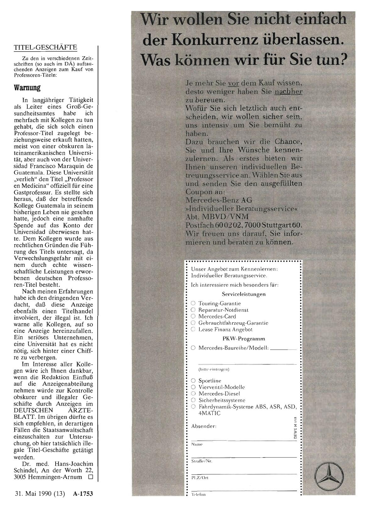 Vorschauseite 1: TITEL-GESCHÄFTE: Warnung