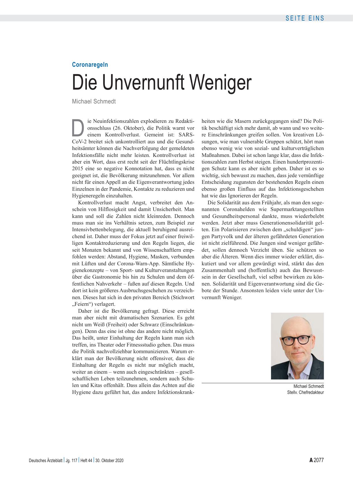 Vorschauseite 1: Coronaregeln: Die Unvernunft Weniger