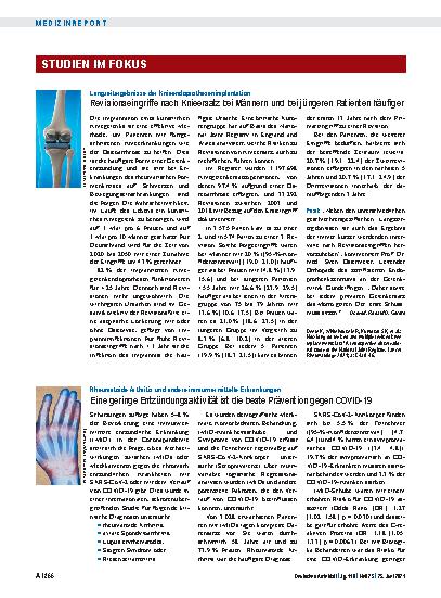 Vorschauseite 1: Rheumatoide Arthritis und andere immunvermittelte Erkrankungen: Eine geringe Entzündungsaktivität ist die beste Prävention gegen COVID-19
