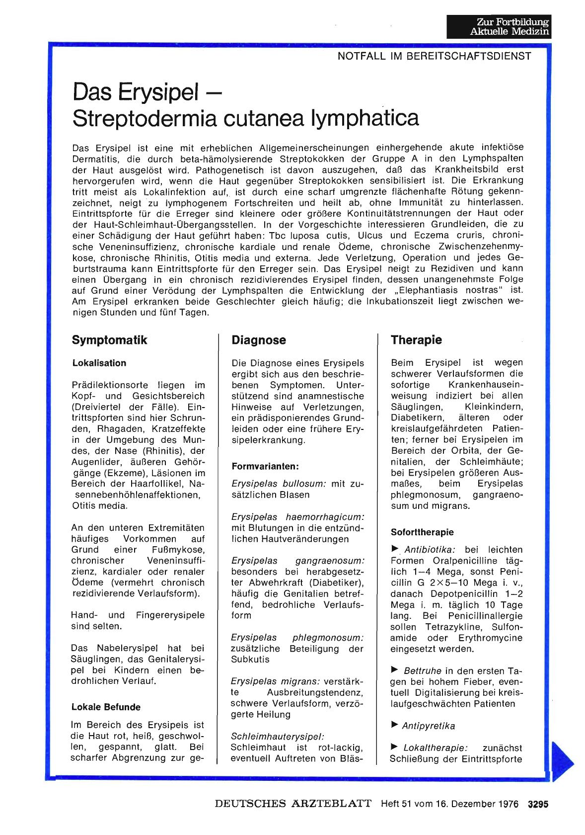 Vorschauseite 1: Das Erysipel - Streptodermia cutanea lymphatica