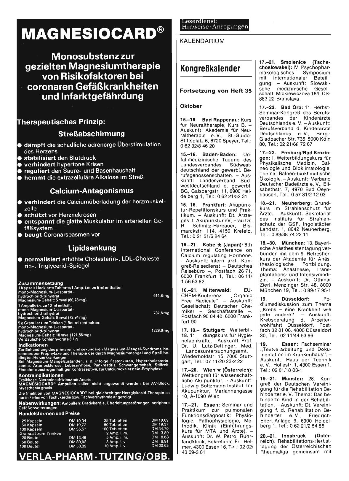 Vorschauseite 1: Kongreßkalender
