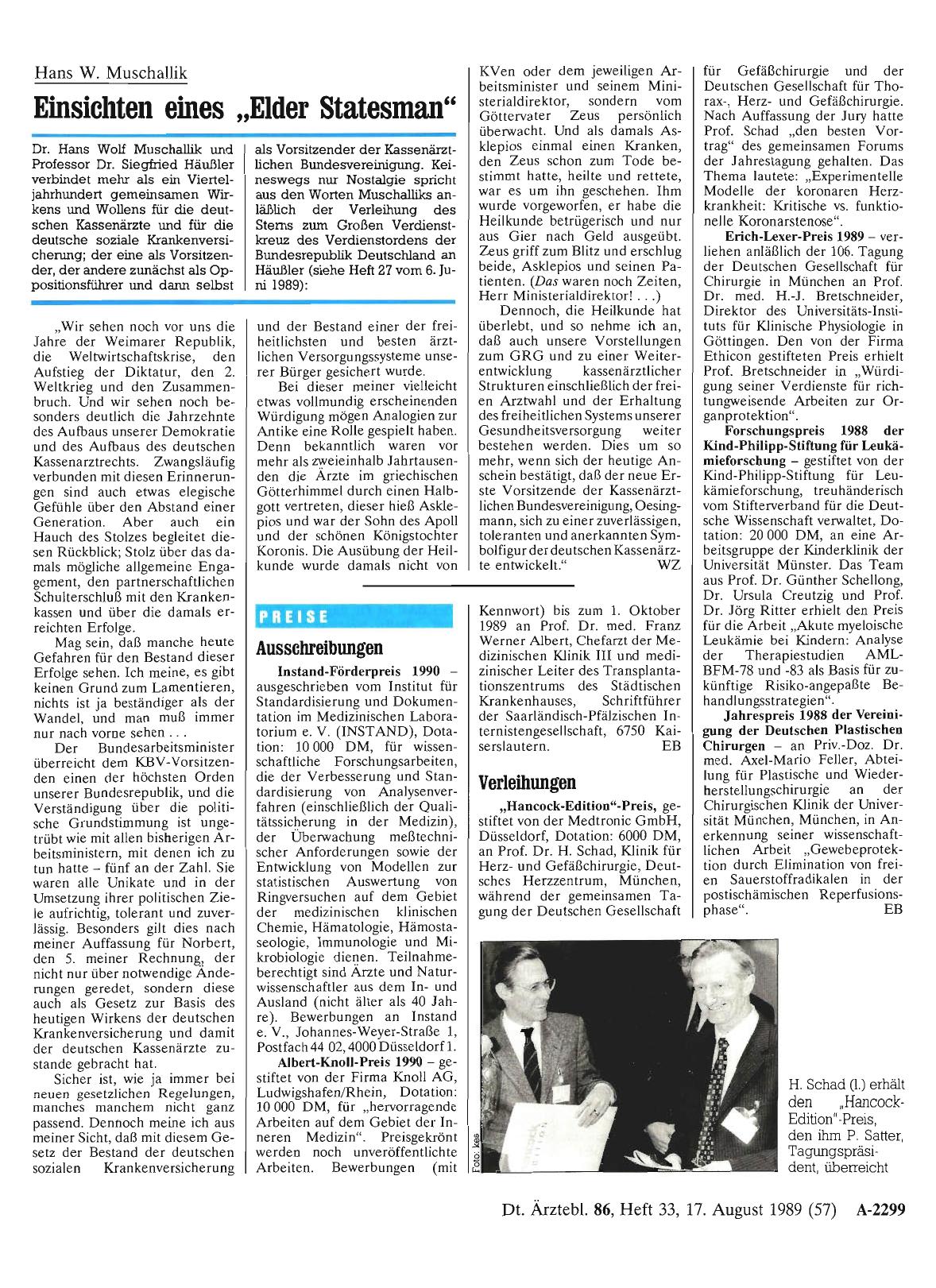 Vorschauseite 1: Hans W. Muschallik: Einsichten eines „Elder Statesman“