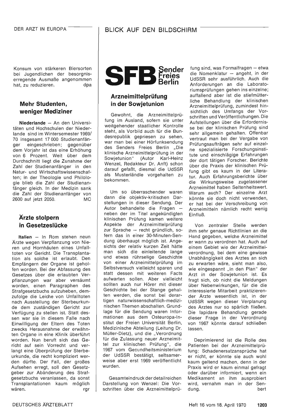 Vorschauseite 1: Mehr Studenten, weniger Mediziner