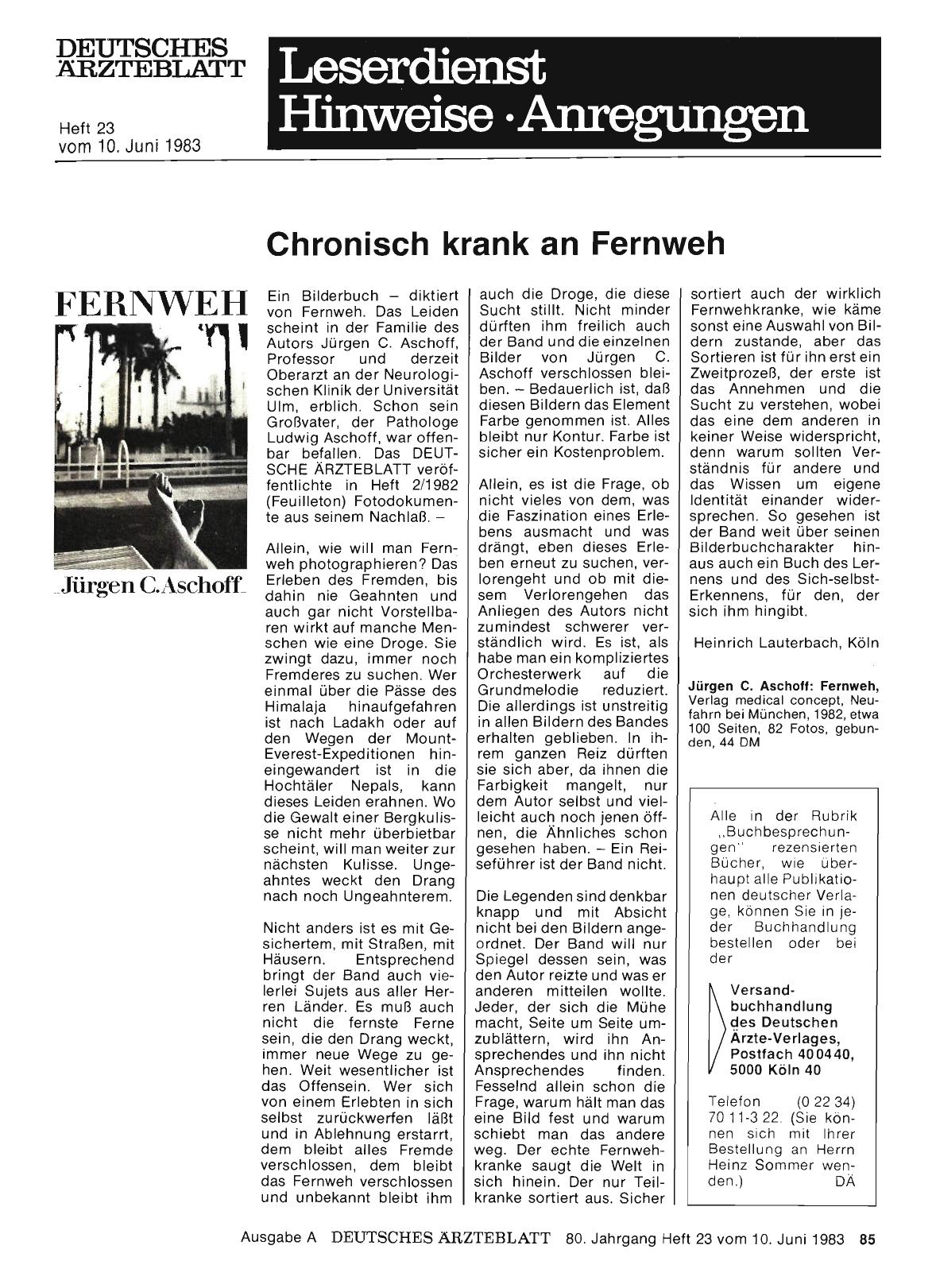 Vorschauseite 1: Chronisch krank an Fernweh
