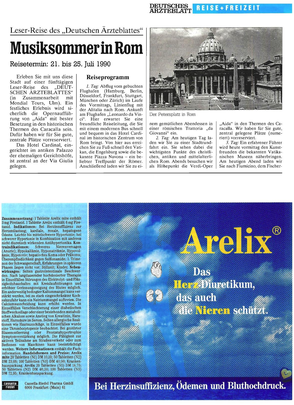 Vorschauseite 1: Leser-Reise des „Deutschen Ärzteblattes“: Musiksommerin Rom