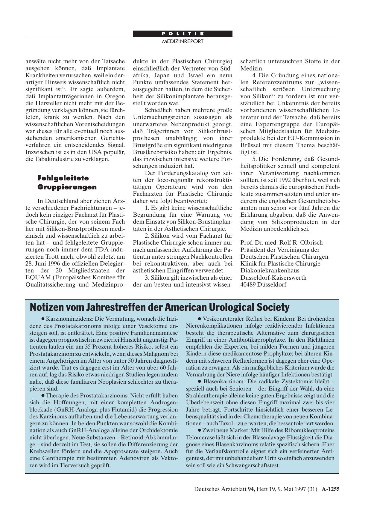 Vorschauseite 1: Notizen vom Jahrestreffen der American Urological Society