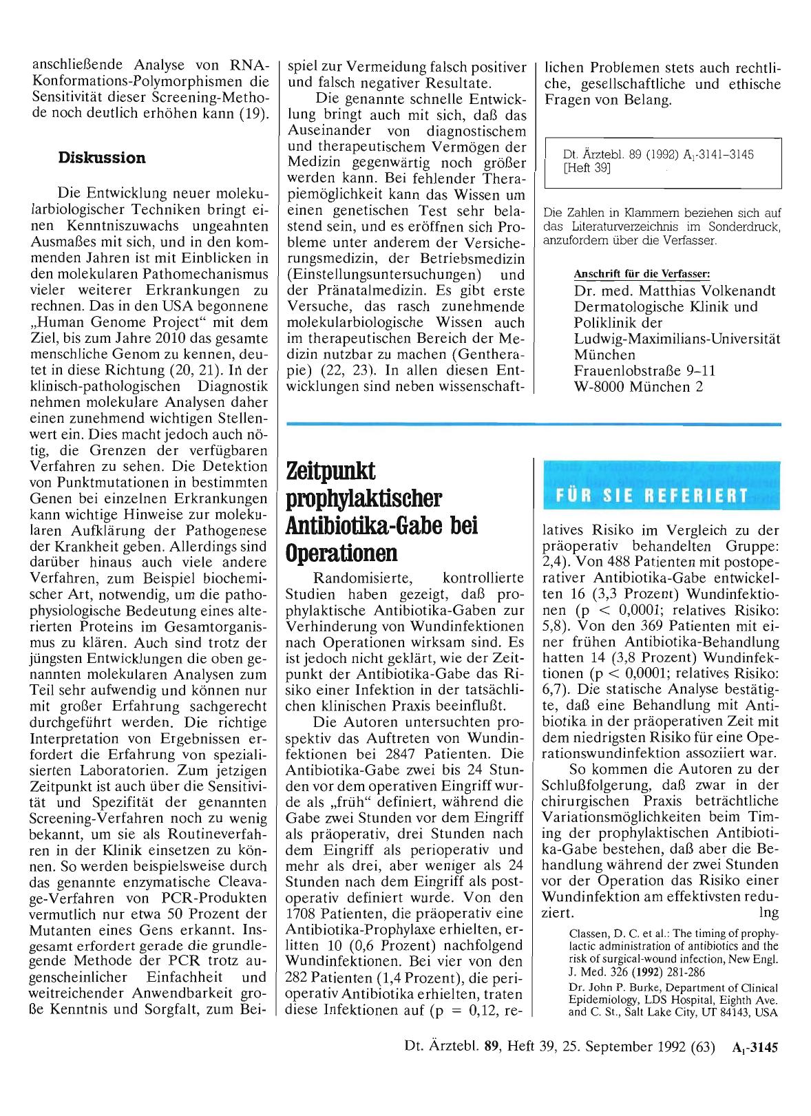 Vorschauseite 1: Zeitpunkt prophylaktischer Antibiotika-Gabe bei Operationen